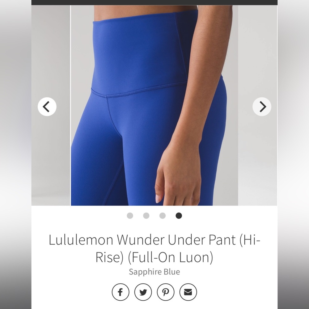 28” Sapphire Blue Lululemon Luon Leggings - size 6
